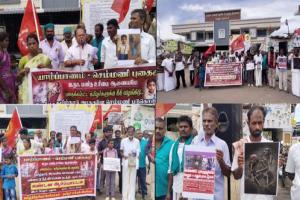 செம்மணியில் புதைக்கப்பட்ட தமிழர்களுக்கு நீதி வழங்க வேண்டி மேலூரில் நாம் தமிழர் கட்சியினர் ஆர்ப்பாட்டம்